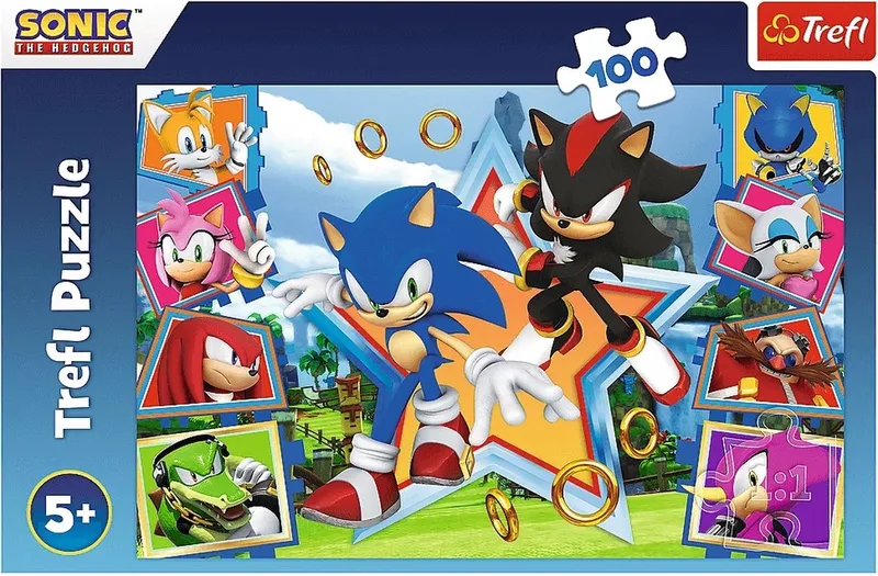 puzzel - Sonic The Hedgehog - 100 stukjes - kleurrijk karton. van Trefl, editie Meerkleurig – doos