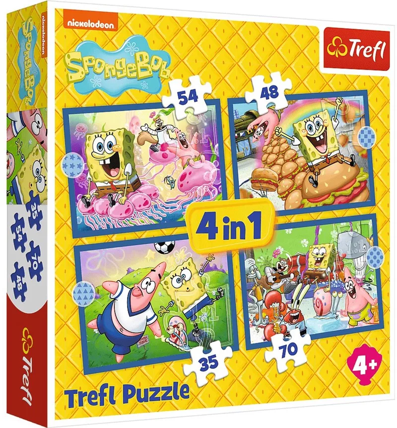 puzzel SpongeBob onderwaterleven - 4in1 FSC Mix 70%. de Trefl, édition Multicolore – boîte