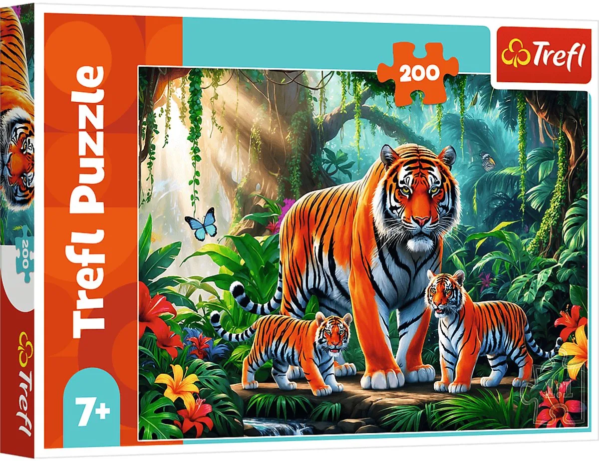 puzzel - Tiger gewoontes - FSC Mix 70% - 200 stukjes - Kinderen. de Trefl, édition Multicolore – boîte
