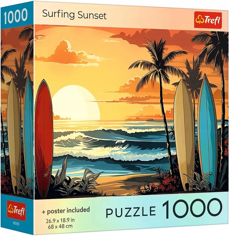 Puzzel USA Collectie: Surfing Sunset 1000 Stukken van Trefl – doos