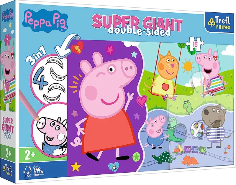 puzzel XXL stukjes - Peppa Pig - 15 stukjes. van Trefl, editie Meerkleurig – doos