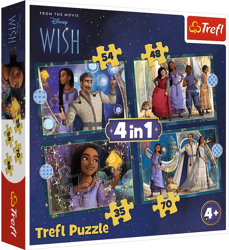 puzzelset 4in1 Disney Wish - Dreams come true karton. van Trefl, editie Meerkleurig – doos