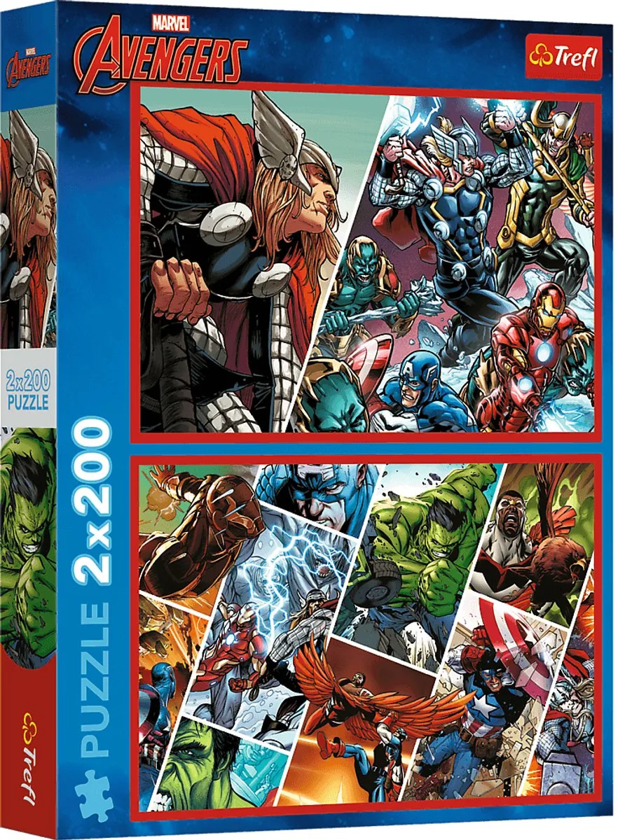 puzzelset - Marvel Avengers legpuzzel - 2x200 stukjes - kinderpuzzel. von Trefl, Ausgabe Mehrfarbig – Schachtel