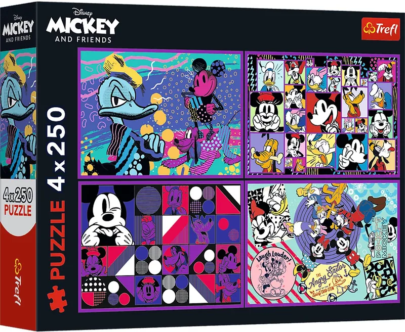 puzzelset - Mickey Mouse avonturen - 4x250 stukjes - Disney. from Trefl, Multicolour edition – box