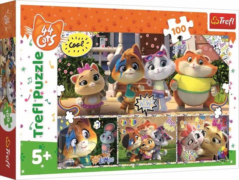 puzzle 100 Zgrana ekipa przyjaciół 44 cats van Trefl, editie Meerkleurig – doos