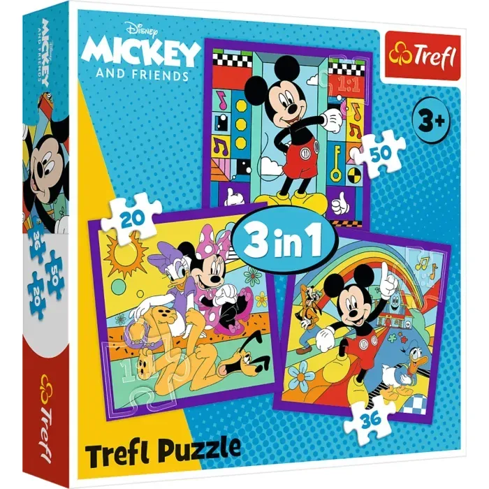Puzzle 3 Puzzles - Mickey et sa Joyeuse Bande - 10 à 25 pièces van Trefl – doos