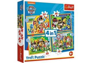 Puzzle 4 in 1 Puzzle, Das lustige Team von PAW Patrol, von 35 bis 70 Teilen, Puzzleteile van Trefl – doos 2 van 5