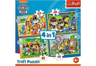 Puzzle 4 in 1 Puzzle, Das lustige Team von PAW Patrol, von 35 bis 70 Teilen, Puzzleteile van Trefl – doos 1 van 5