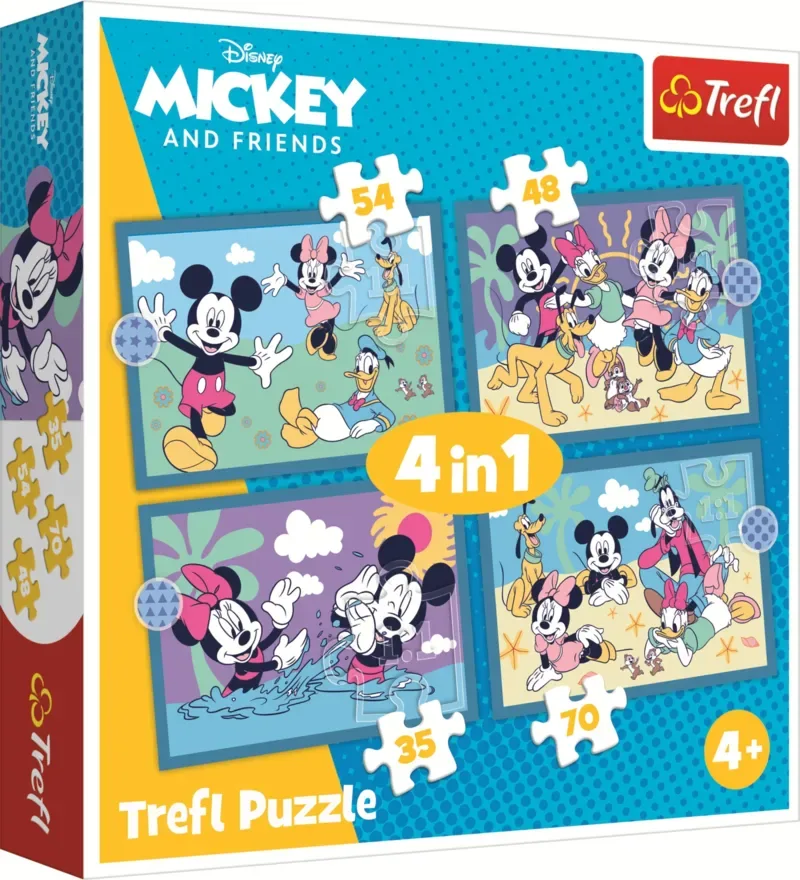 Puzzle 4 Puzzles - Événements Amusants De Mickey Mouse - 26 à 50 pièces van Trefl – doos