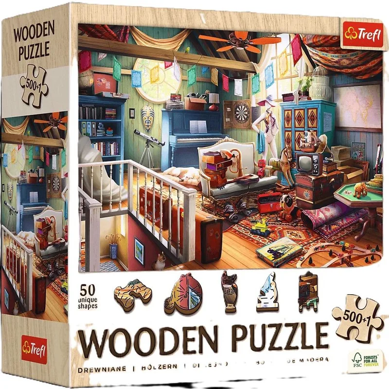 PUZZLE 500+1 Puzzle Drewniane Skarby na strychu 20220 - PUZZEL 500+1 Houten puzzel Schatten op zolder 20220 from Trefl – box