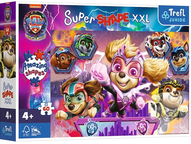 Puzzle 60 XXL Super Shape Wesołe pieski Psi Patrol 50036 - Puzzel 60 XXL Super Shape Vrolijke hondjes Psi Patrol 50036 from Trefl, Multicolour edition – box