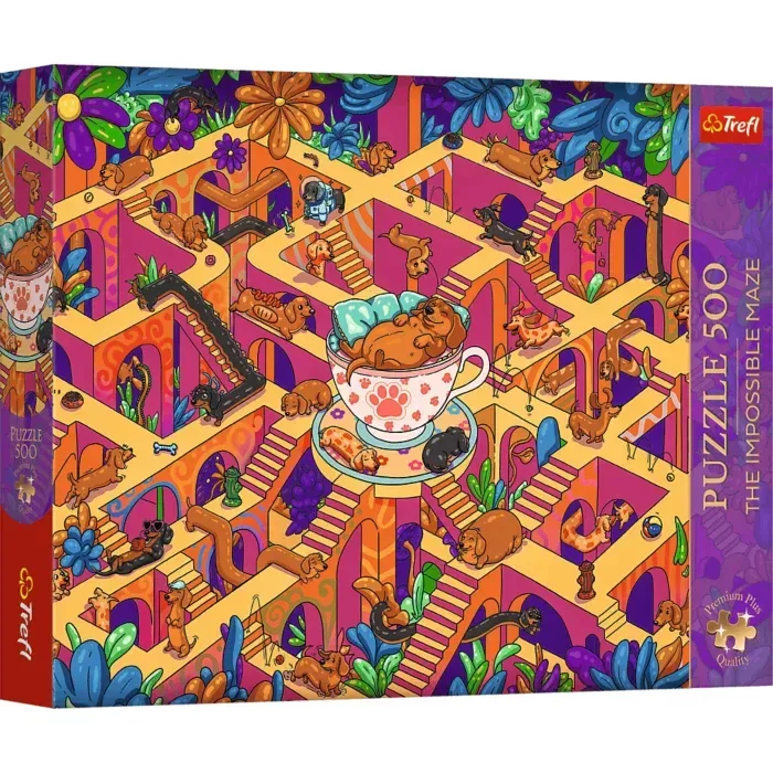Puzzle Le Labyrinthe Impossible - Teckels Heureux - 500 à 999 pièces van Trefl – doos 2 van 2