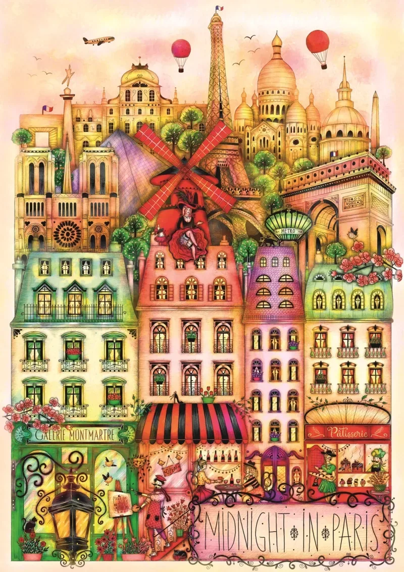 Puzzle Minuit À Paris - 1000 pièces van Trefl – doos