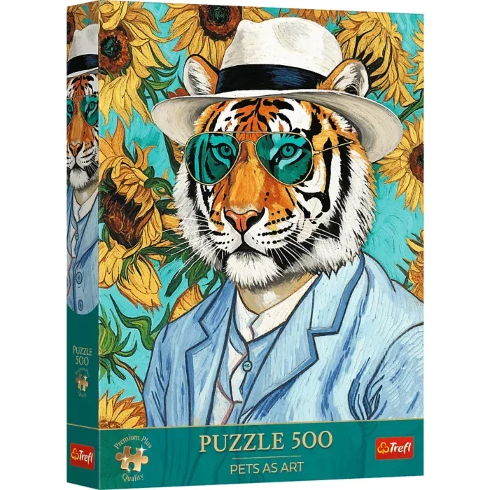 Puzzle Pets as Art - Monsieur Tigre et Les Tournesols - 500 à 999 pièces van Trefl – doos 2 van 2
