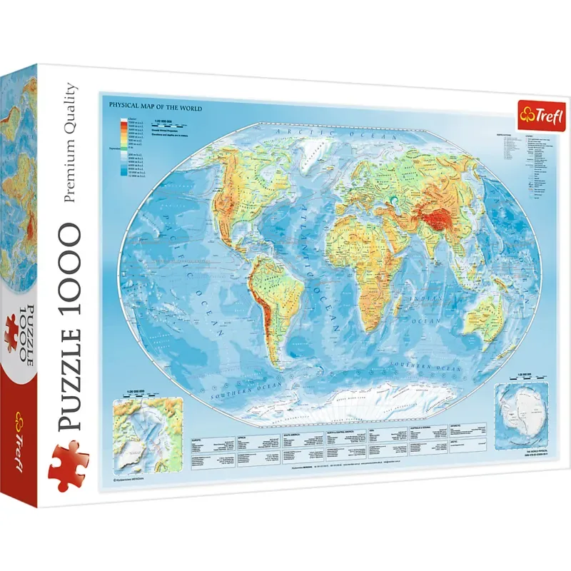 Puzzle Physical Map of the World - 1000 pièces de Trefl – boîte 2 sur 2