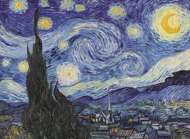 Puzzle Pièces XXL - Puzzle Bois - La Nuit Étoilée - Vincent Van Gogh - 200 à 499 pièces de Trefl – boîte