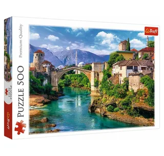 Puzzle Puzzle 500 Teile Brücke in Mostar, Puzzleteile de Trefl – boîte 1 sur 3