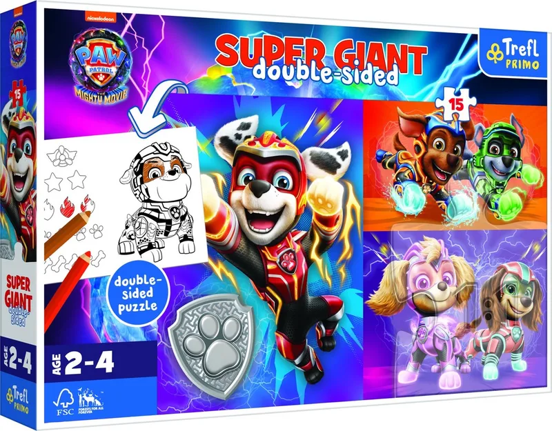 Puzzle Super Giant Psi Patrol Wspaniała drużyna 15 - Super Giant Psi Patrol-puzzel Geweldig team 15 van Trefl, editie Meerkleurig – doos