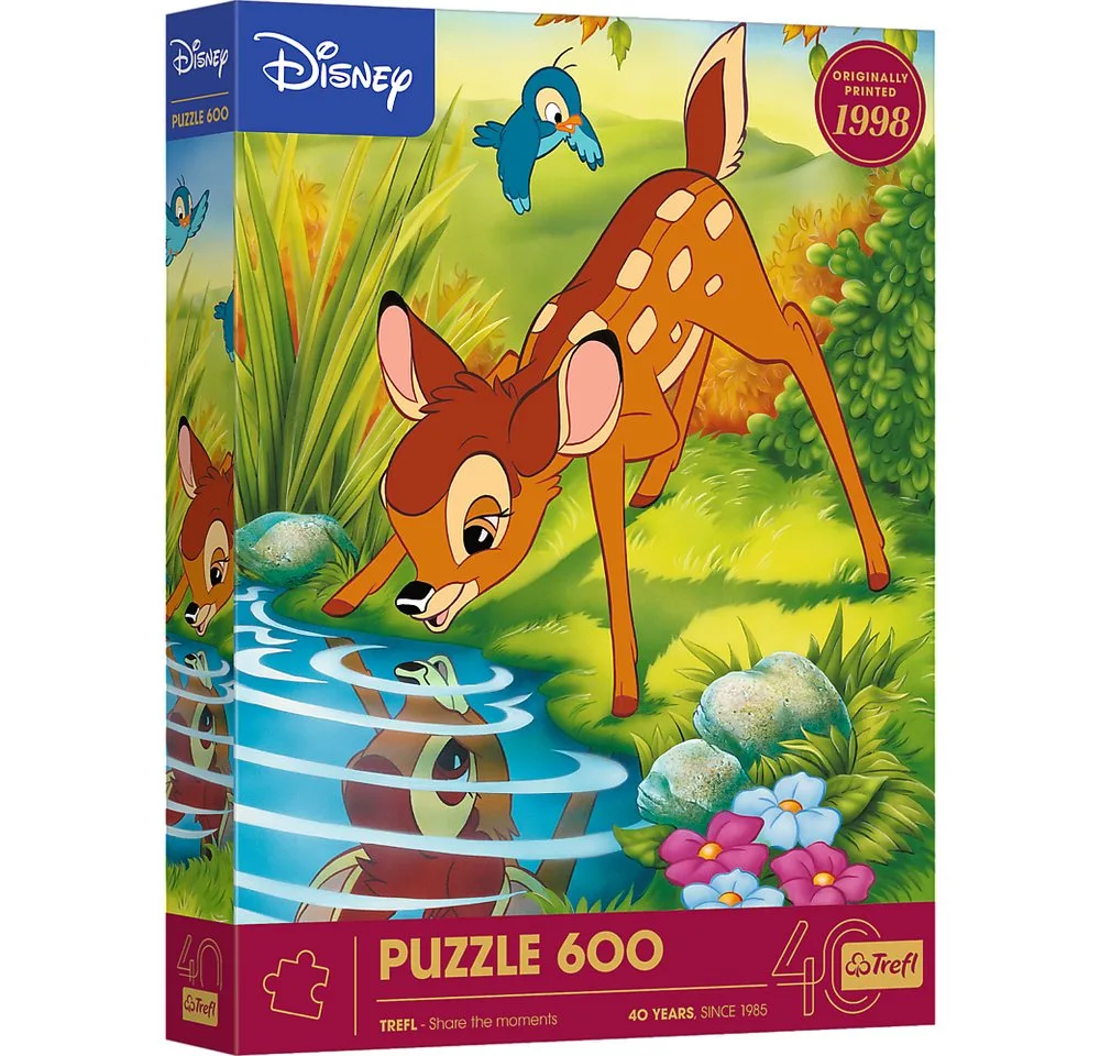 Puzzle Trefl, Disney Bambi, Trefl 40 Jahre, 600 Teile Puzzle, 600 Puzzleteile von Trefl, Ausgabe Mehrfarbig – Schachtel
