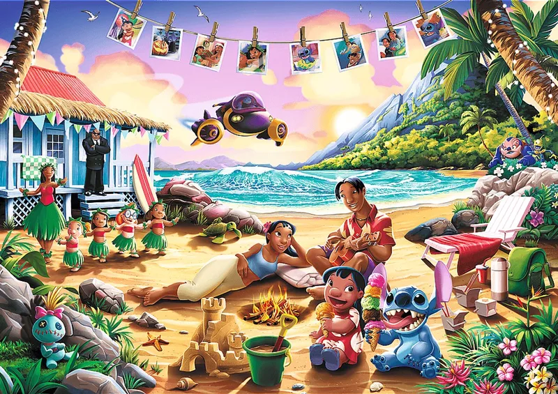 Puzzle TREFL Disney Lilo & Stitch Premium Plus 1000 pièces - Fête à la plage van Trefl – doos