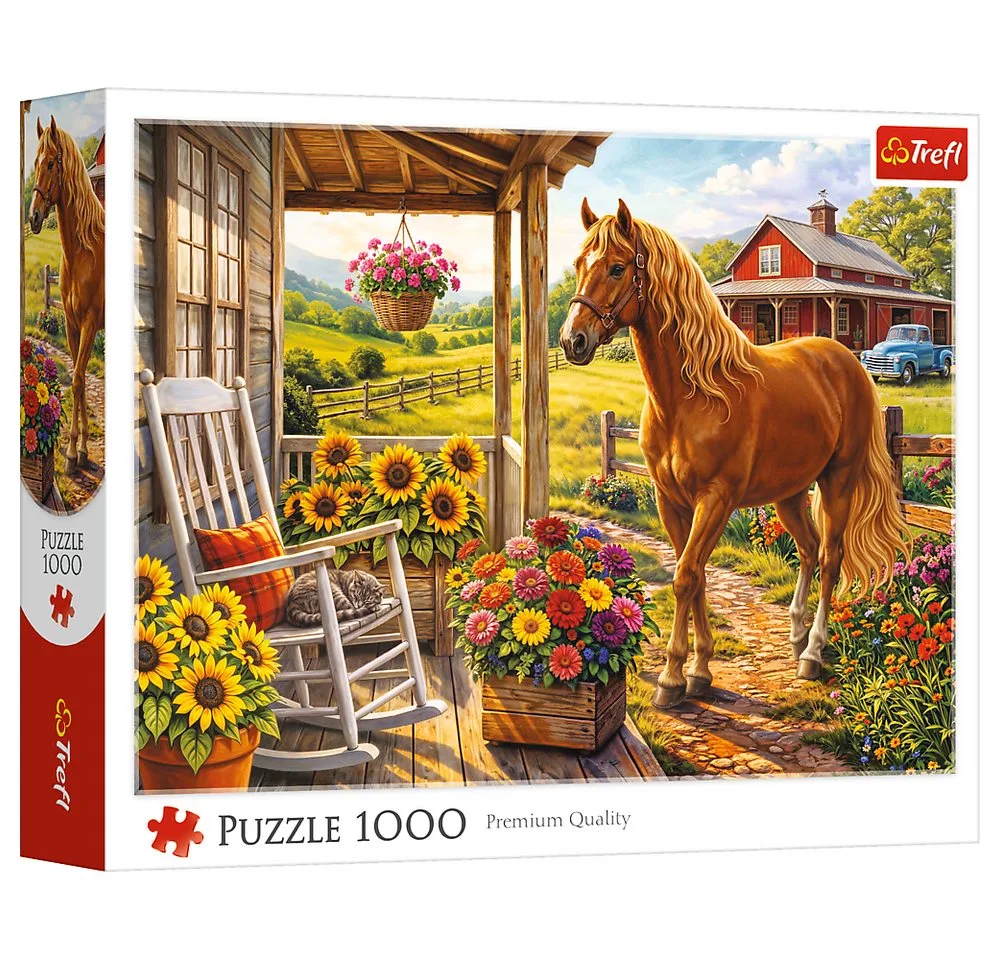 Puzzle Trefl, Pferd auf der Farm - 1000 Teile Puzzle, 1000 Puzzleteile von Trefl, Ausgabe Mehrfarbig – Schachtel