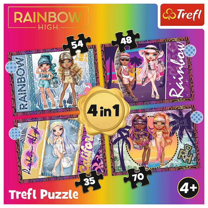 Rainbow High Modne Laleczki 4-in-1 Puzzel - 207 stukjes - Vanaf 4 jaar van Trefl, editie Wielkleur – doos 2 van 4