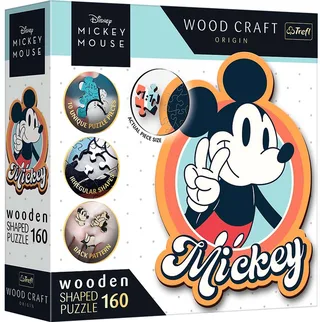 Retro Mickey Mouse Disney Mickey Mouse Hout Houten Legpuzzel - 160 stukjes - Vanaf 6 jaar von Trefl, Ausgabe Mehrfarbig – Schachtel 1 von 2
