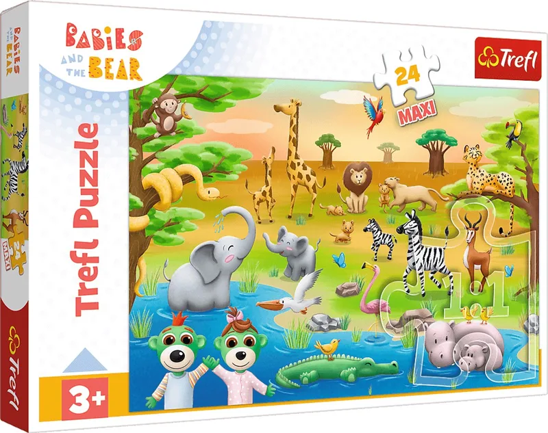Safaridieren Maxi Legpuzzel - 24 stukjes - Vanaf 3 jaar van Trefl, editie Meerkleurig – doos