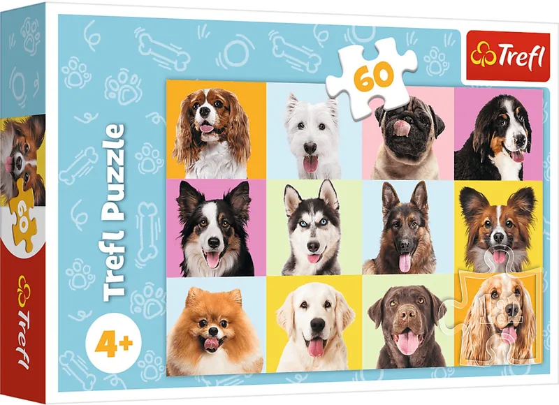 Schattige Honden Legpuzzel - 60 stukjes - Vanaf 4 jaar from Trefl, Multicolour edition – box