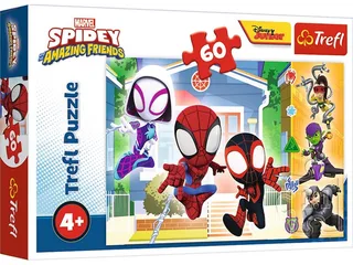 Spidey en Zijn Geweldige Vrienden Marvel Legpuzzel - 60 stukjes - Vanaf 4 jaar von Trefl, Ausgabe Mehrfarbig – Schachtel 1 von 3