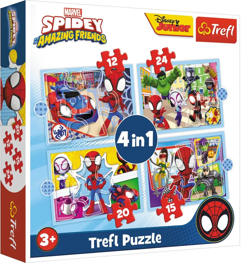Spidey's Team Spidey and His Amazing Friends 4-in-1 Puzzel - 207 stukjes - Vanaf 4 jaar from Trefl, Multicolour edition – box