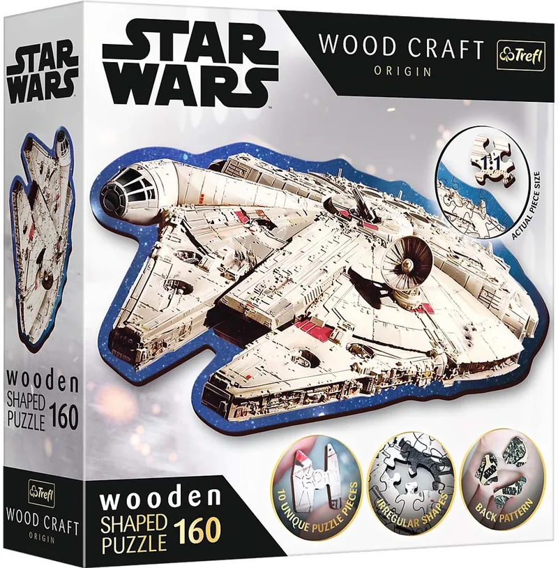 Star Wars houten puzzel Millennium Falcon 160 stukjes FSC. van Trefl, editie Meerkleurig – doos