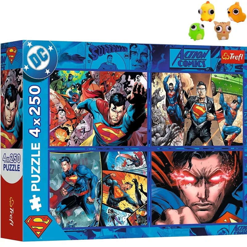 Superman Puzzel 4x250 Stukjes - Avontuur van de Held from Trefl, Multicolour edition – box