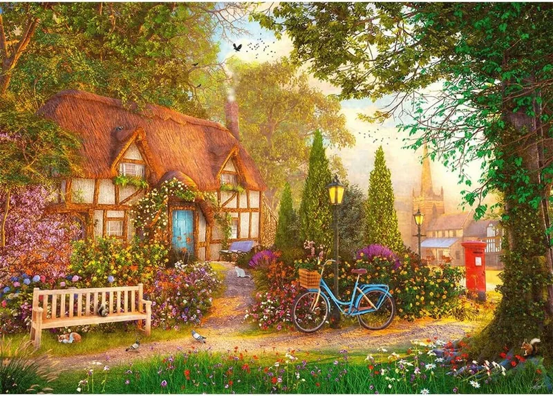 Tea Time Serie - Premium Plus Legpuzzel - 1000 Stukken - Domek pod strzechą - 68.3x48 cm van Trefl, editie Meerkleurig – doos