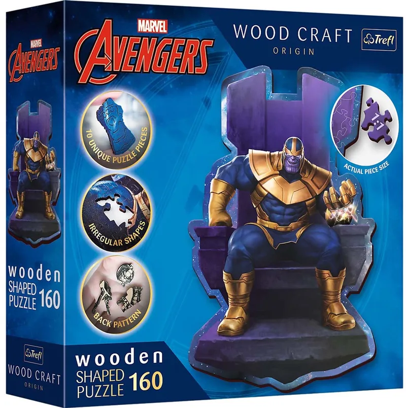 Thanos op Troon Disney Marvelhelden Hout Houten Legpuzzel - 160 stukjes - Vanaf 6 jaar van Trefl, editie Meerkleurig – doos