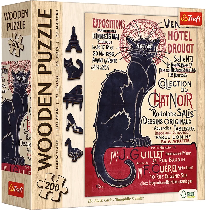 The Black Cat Kunst Hout Houten Legpuzzel - 200 stukjes - Vanaf 9 jaar from Trefl, Black edition – box