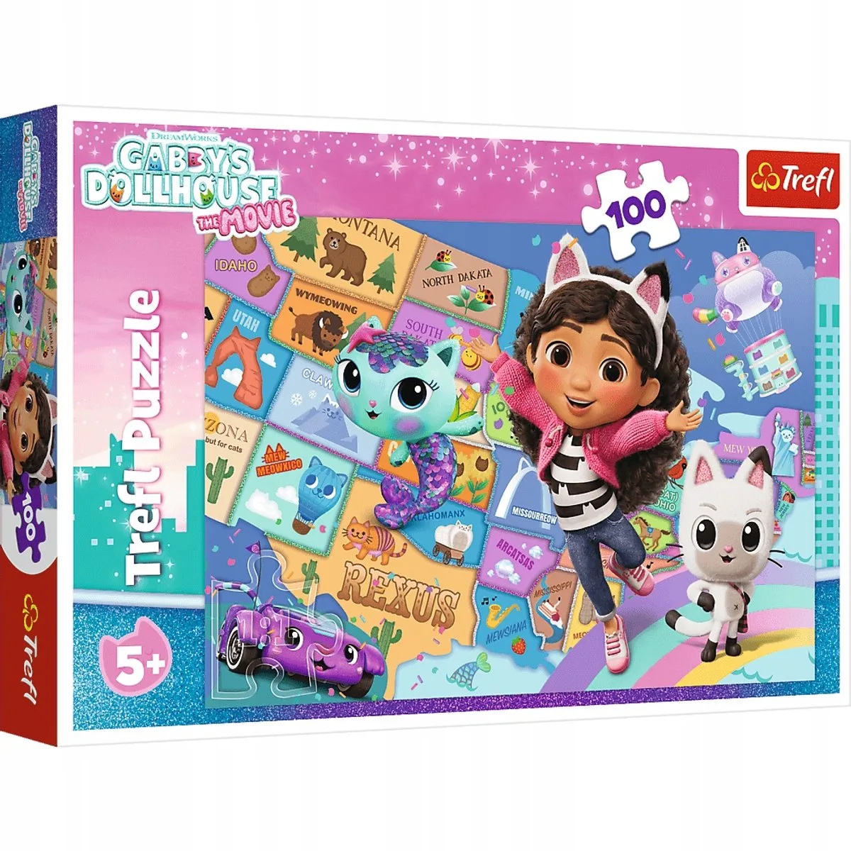 Trefl 100-delige Puzzel - Vriendschap in het Kattenhuis, Gabby's Poppenhuis de Trefl, édition Multicolore – boîte