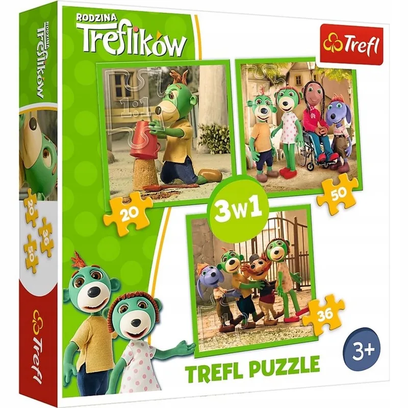Trefl 3-in-1 Puzzels: Pret met de Treflikjes from Trefl, Multicolour edition – box