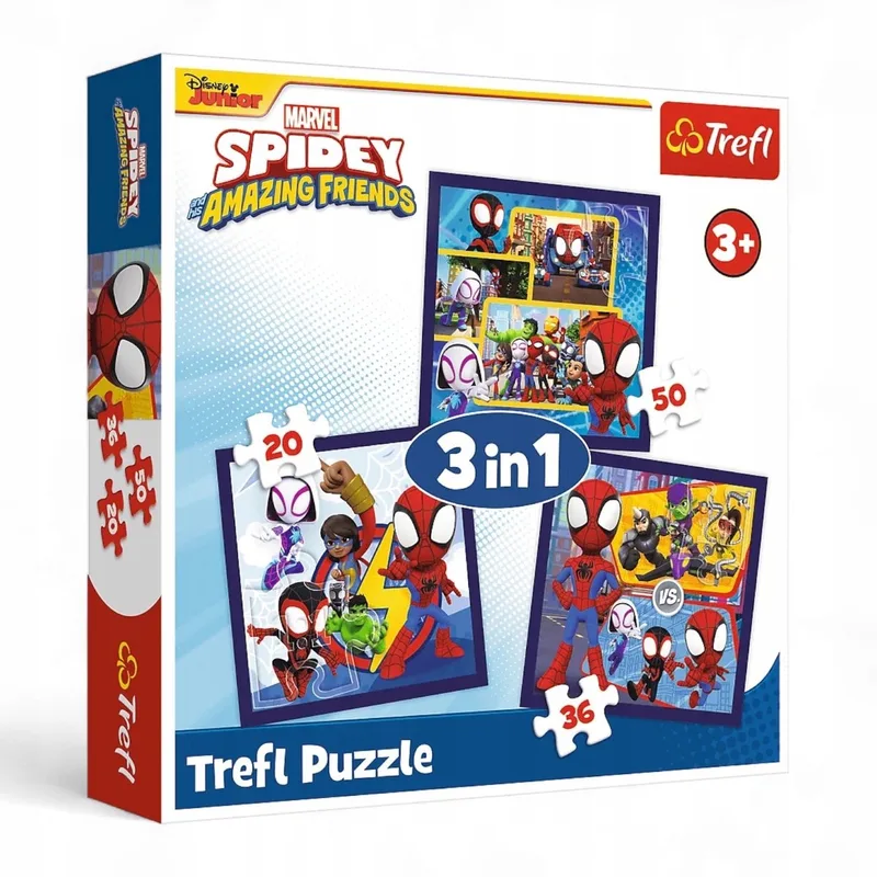 Trefl 3-in-1 Spidey Puzzels voor Kinderen van Trefl, editie Meerkleurig – doos