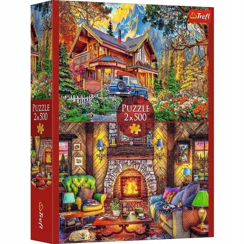 Trefl-puzzel 2x500 stukjes: berghut en huis - 1000 stukjes van Trefl – doos