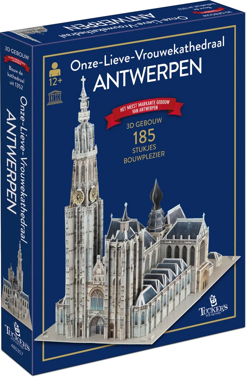 3D Gebouw (185 stukjes) de Tucker's Fun Factory, édition Onze-Lieve-Vrouwekathedraal Antwerpen – boîte