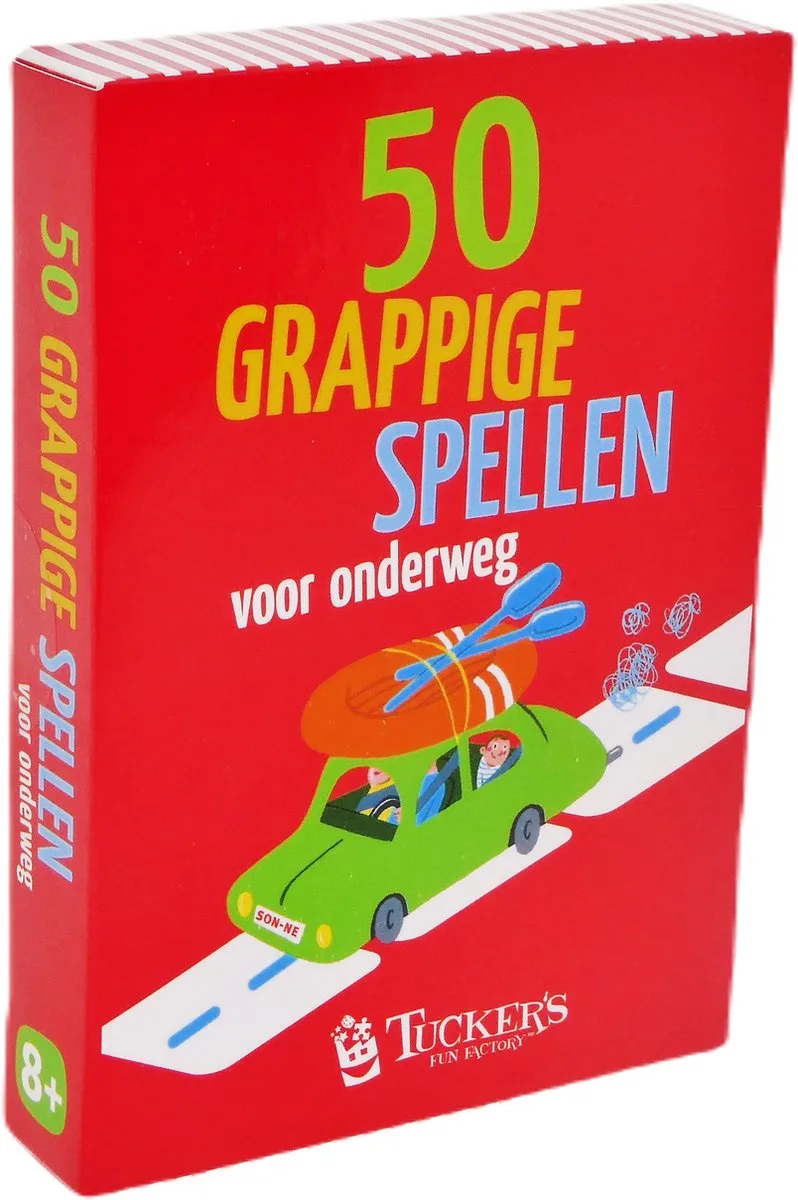 50 Grappige Spellen voor Onderweg van Tucker's Fun Factory – doos