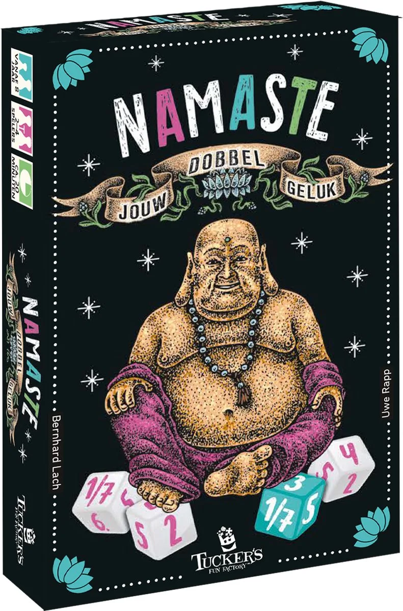 dobbelspel Namaste strategisch reisspel. fra Tucker's Fun Factory, Meerkleurig-udgave – æske