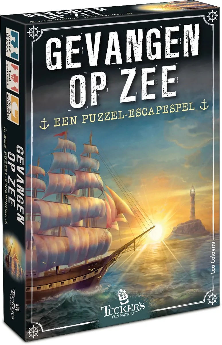 Gevangen op Zee - Non-destructief Puzzel-escapespel fra Tucker's Fun Factory – æske