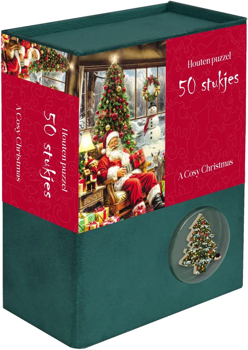 Houten kerstpuzzel - 50 puzzelstukjes 13,5×12cm (b×h) from Tucker's Fun Factory, A Cosy Christmas edition – box