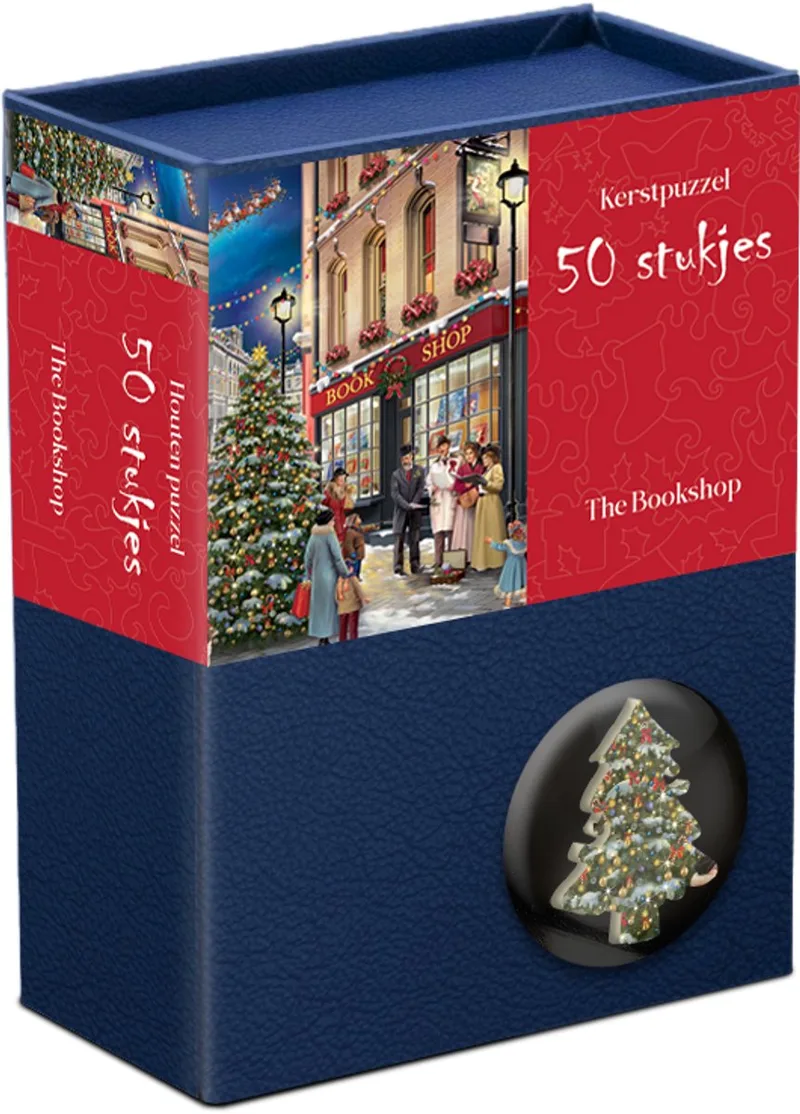 Houten Kerstpuzzel - The Bookshop - 50 stukjes 13,5×12cm (b×h) van Tucker's Fun Factory, editie Meerkleurig – doos