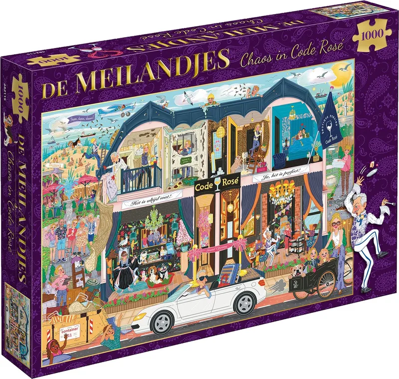 Legpuzzel - De Meilandjes - Chaos in Code Rosé (1000) van Tucker's Fun Factory, editie Paars – doos