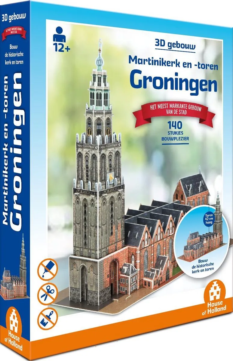 Martinikerk en - toren Groningen - 3D Gebouw (140 stukjes) from Tucker's Fun Factory, Martinikerk en – toren Groningen edition – box