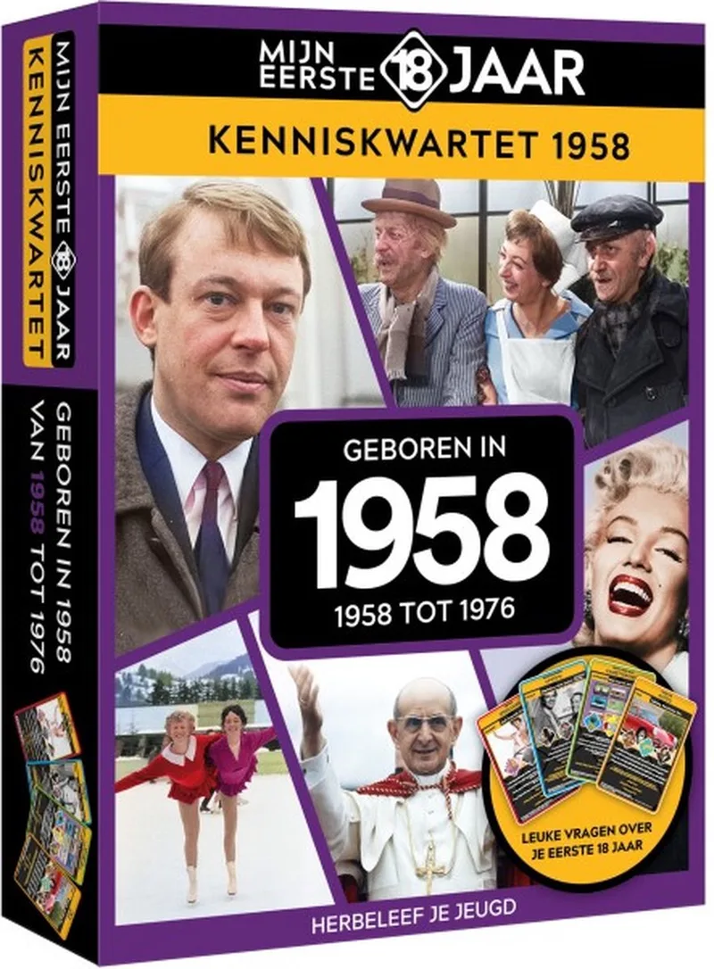 Mijn Eerste 18 Jaar Kenniskwartet 1958 fra Tucker's Fun Factory – æske