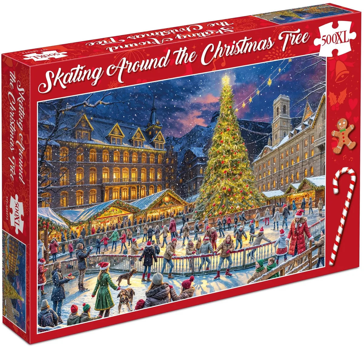 puzzel Skating Around the Christmas Tree (500XL) fra Tucker's Fun Factory, Flerfarvet-udgave – æske